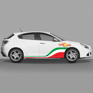 2x Default Italian Flag Colors Doors Decal fits Alfa Romeo Giulietta decals Vinyl Graphics Front Door