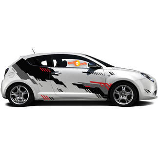 Pair Vinyl Decals side Graphic Stickers Alfa Romeo MITO punk style new 2022