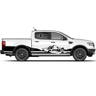 Pair Ford Ranger Raptor Side Doors Mountain Forest Bed Wrap Graphics Set Side Stripe Decal