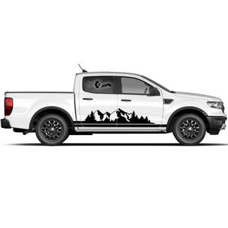 Pair Ford Ranger Raptor Side Doors Mountain Forest Graphics Set Stripes Stripe Decal