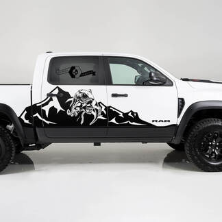 2x Dodge Ram TRX Rebel 2022 2023 1500 Side Splash TRX Eating Raptor Mountains Truck Vinyl Decal Graphic