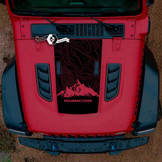 Hood Jeep RUBICON Mountains Topographic Map Wrangler Vinyl Banner Decal Sticker Graphics