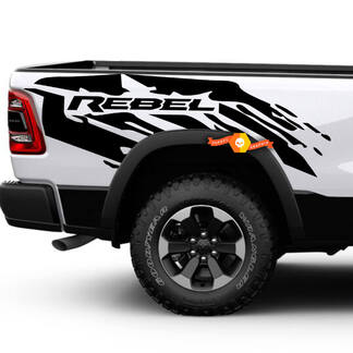 Pair Dodge Ram 1500 Rebel Splash Mud Vinyl Side Decal Truck Vehicle Graphic Pickup