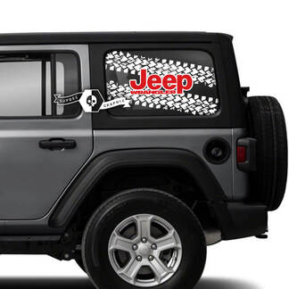Pair of Jeep Wrangler Unlimited Side Door Window Tire Track Decals Jeep logo Vinyl Graphics 2 Colors