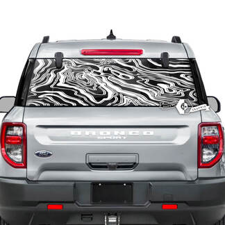 Ford Bronco Rear Window Topographic Map Stripes Graphics Decals 