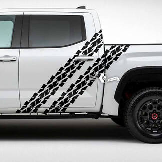 Pair Toyota Tundra Vintage Doors Side Dual Stripes Tire Track Vinyl Stickers Decal