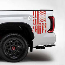 Pair Toyota Tundra Bed Side Rear Fender Destroyed Grange USA Flag Logo Stripes Vinyl Stickers Decal 3