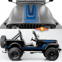 Kit Of Hood Side Rocker Panel Front Rear Fender Jeep Renegade CJ7 Vinyl Graphics Decals Any Colors 2