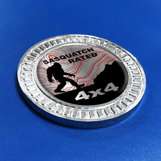 3D Badge Sasquatch Rated Mountains Topographic lines Metal Aluminum Emblem