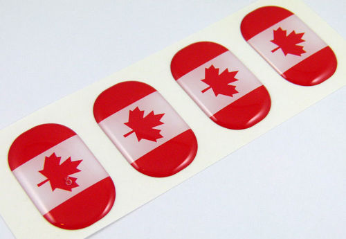 Canada midi domed decals flag 4 emblems 1.5 x1  Car bike laptop phone stickers