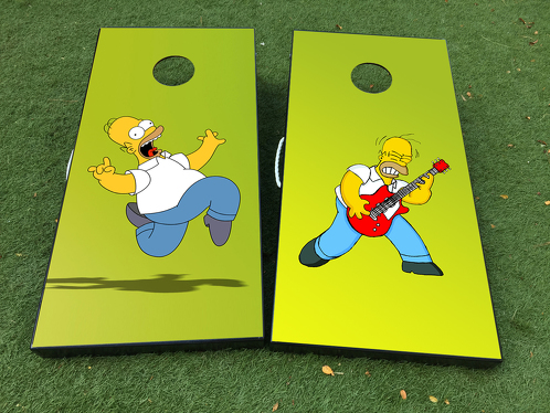 Homer Simspons cartoon rock Cornhole Board Game Decal VINYL WRAPS with LAMINATED