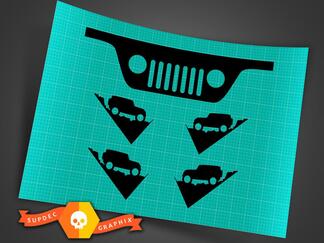 JEEP WRANGLER Windshield Replacement Decals (JK, TJ), Grill and Corner, Replica 1