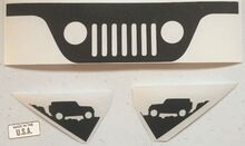 JEEP WRANGLER Windshield Replacement Decals (JK, TJ), Grill and Corner, Replica 7
