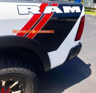 Dodge Ram Rebel Grunge Logo Truck Vinyl Decal Side Bed Graphic Red Mopar Stripes 1