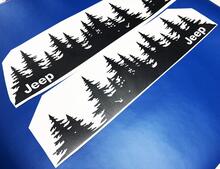 Jeep Tree forest die cut Vinyl Door sticker PNW pine trees Woods Silhouette graphic car truck body 2