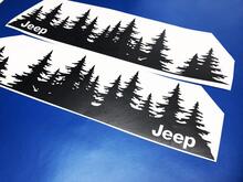 Jeep Tree forest die cut Vinyl Door sticker PNW pine trees Woods Silhouette graphic car truck body 3