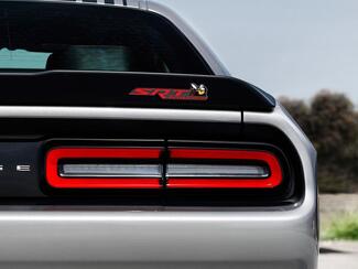 Scat Pack Challenger or Charger SRT Powered badge emblem domed decal Dodge Reed color Grey Background with Black shadows 1