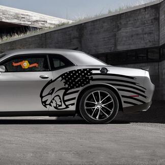 Hellcat US USA Flag Theme Side Decal Sticker for Both Sides Dodge Chalenger Charger