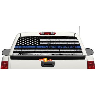 Thin Blue Line Flag Graphic Rear Window OR tailgate Decal Sticker Pick-up Truck SUV Car 1