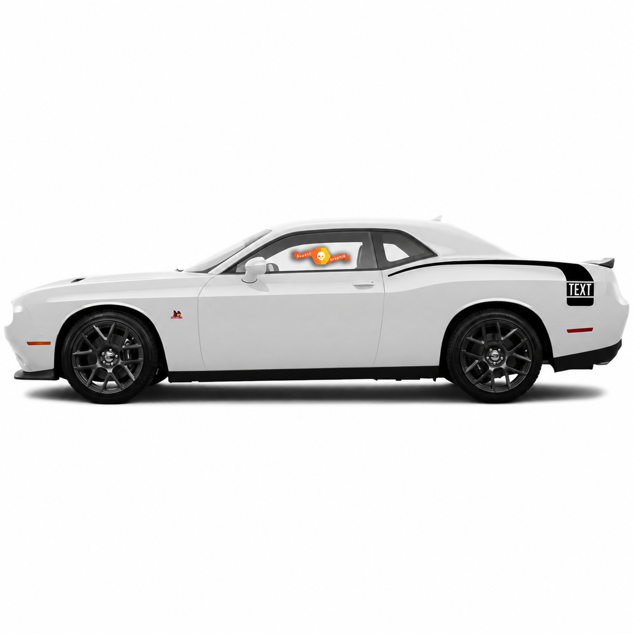 TEXT Hockey Stick Stripe Pair Side Rear Fender Vinyl Decal Sticker for Dodge Challenger 2008-2014