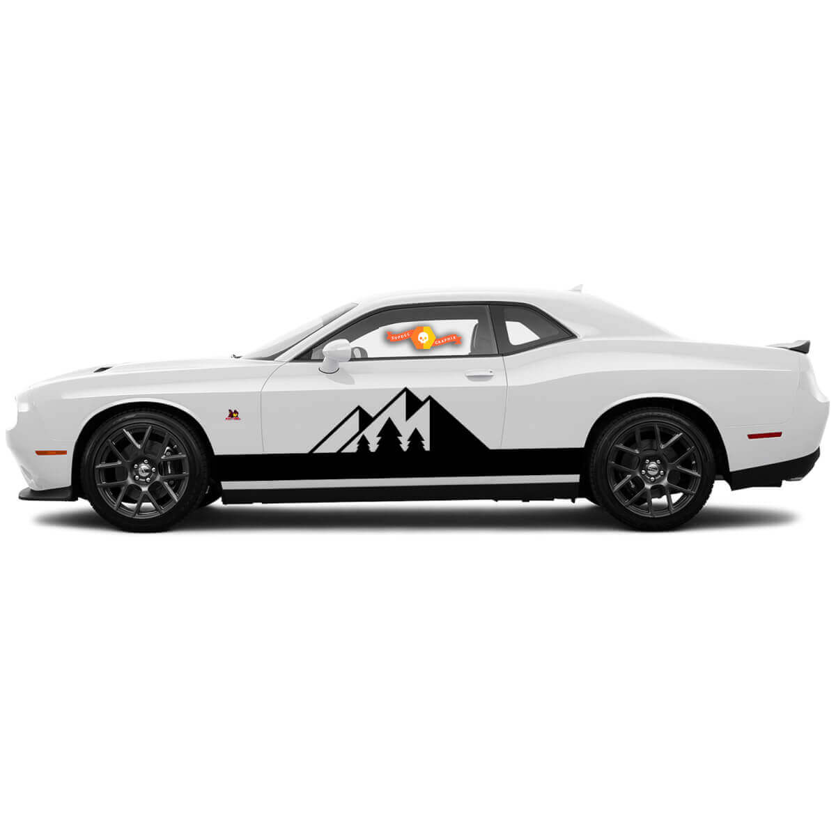 2 Side Mountain Forest Rocker Panel Side Vinyl Decals Graphics Sticker for Dodge Challenger
