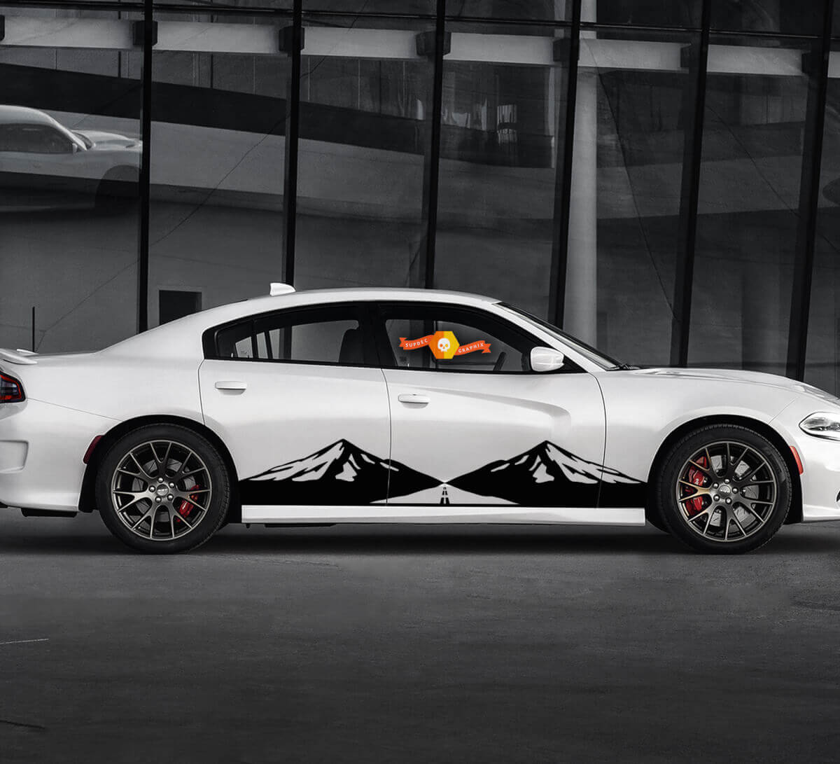 2 Side Mountain Road Side Vinyl Decals Graphics Sticker for Dodge Charger