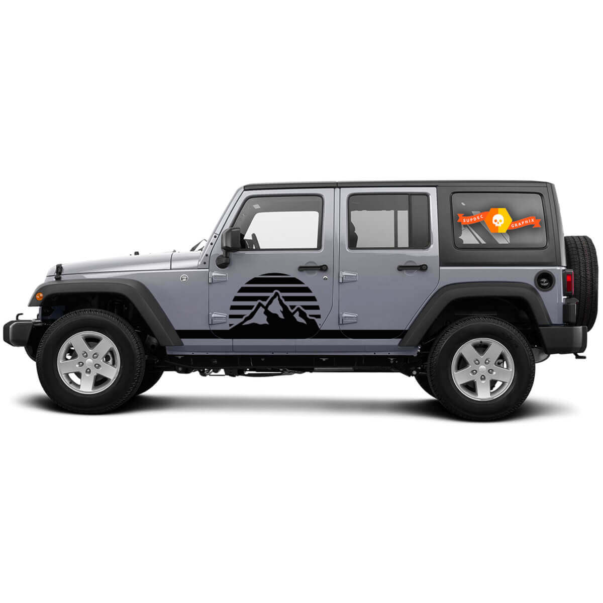 Mountain Sunrise Side Door Vinyl Decal Kit for Jeep Wrangler