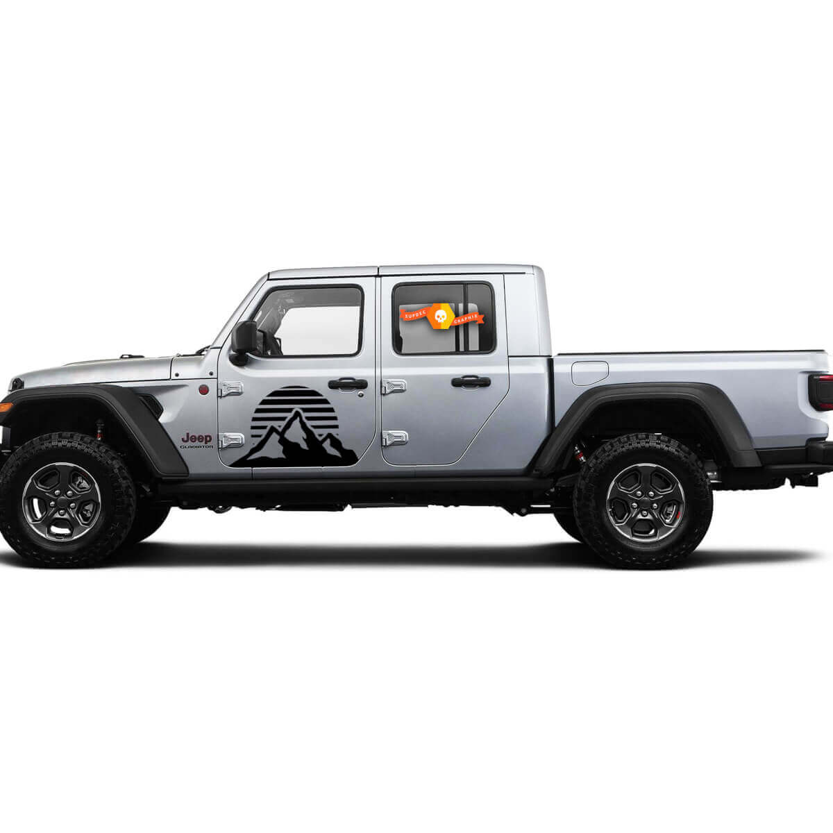 Mountain Moon Sun Sunrise Door Side Vinyl Decals Graphics Sticker for Jeep Gladiator