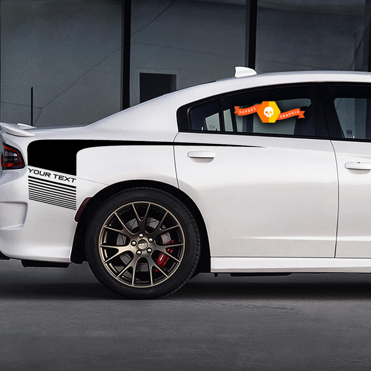 Für 2015-2018 Dodge Charger Custom Text Rear Quarter Panel Hockey Seitenstreifen Aufkleber Rally