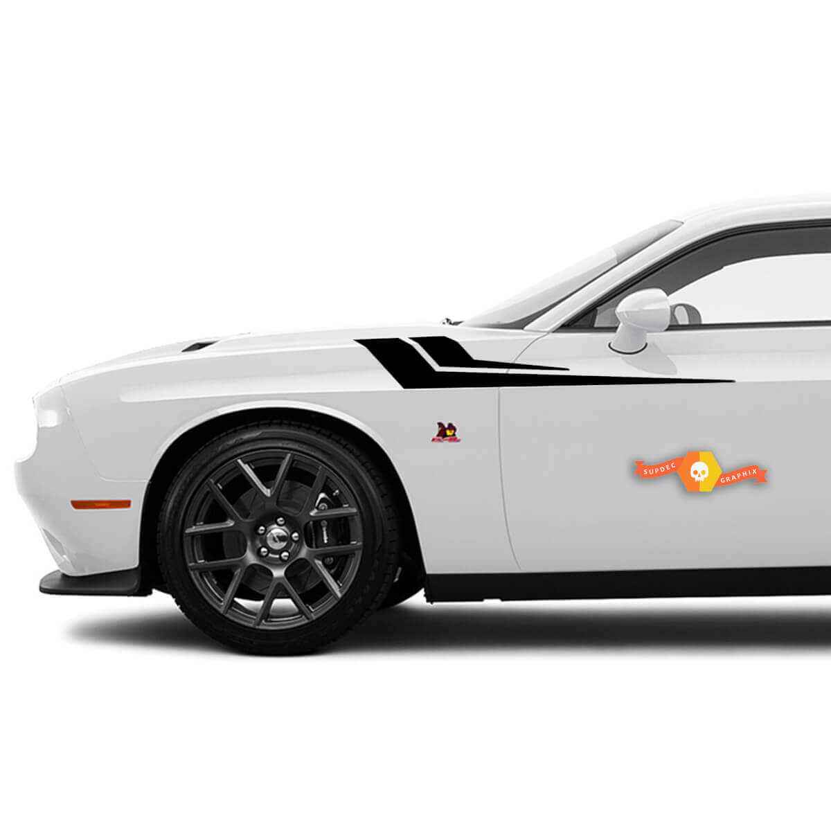Twin Stripes Fender Side Vinyl Decals Kit for Dodge Challenger 