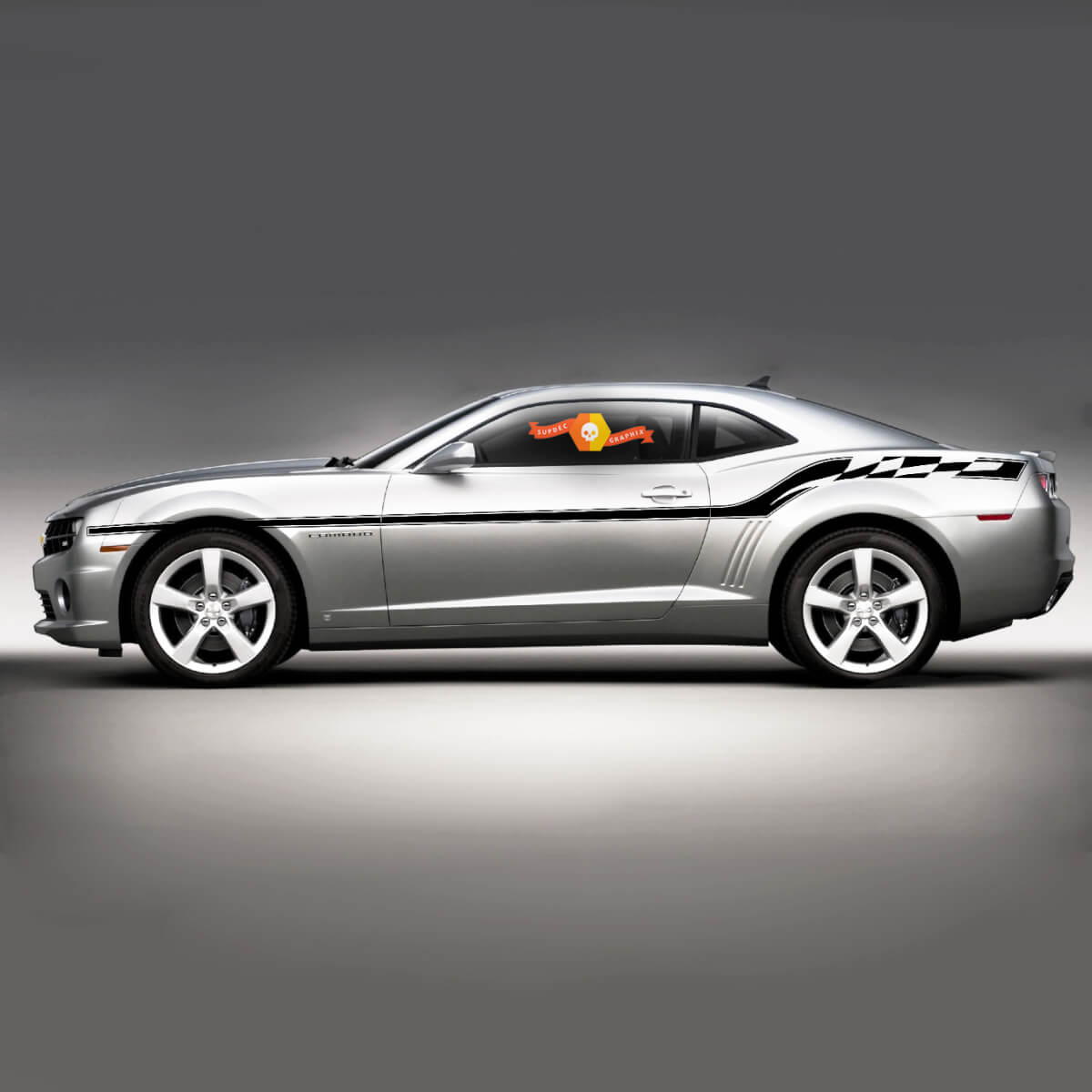 2010 2011 2012 2013 Chevrolet Camaro Checkered Flag Accent Side Bodyline Stripes Sticker Decal