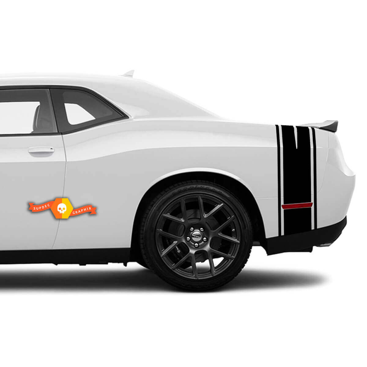 Rear Trunk Quarter Panel Side Vertical Stripes Sticker Decal Rally for Dodge Challenger