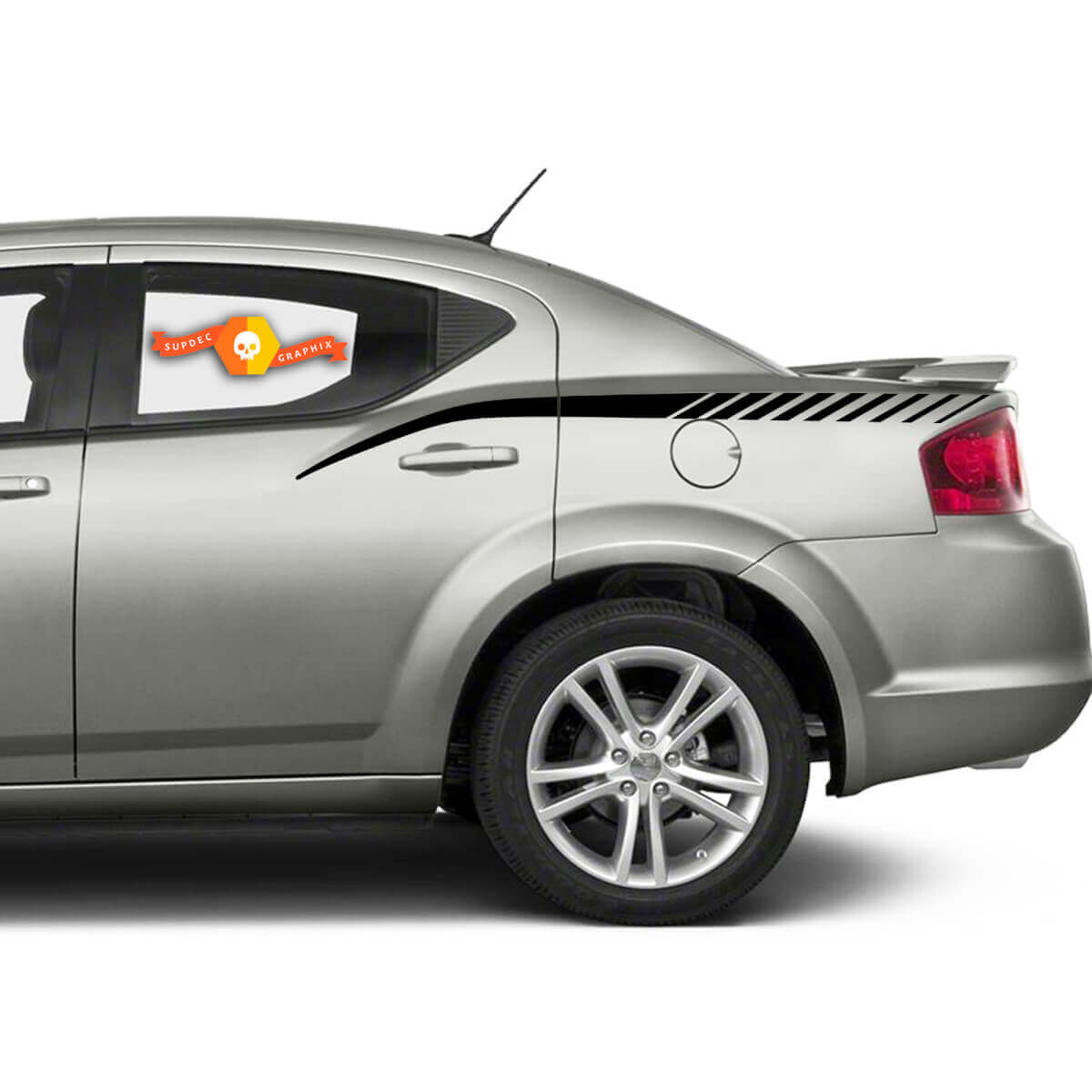 Strobe Stripes Rear Quarter Panel Vinyl Decals Kit for Dodge Avenger 2008-2014