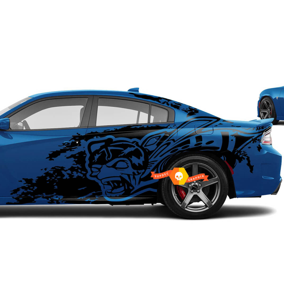 Dodge Challenger Charger Zombie Head Super Bee style Splash Grunge Stripes Kit Hell Cat Vinyl Decal Graphic