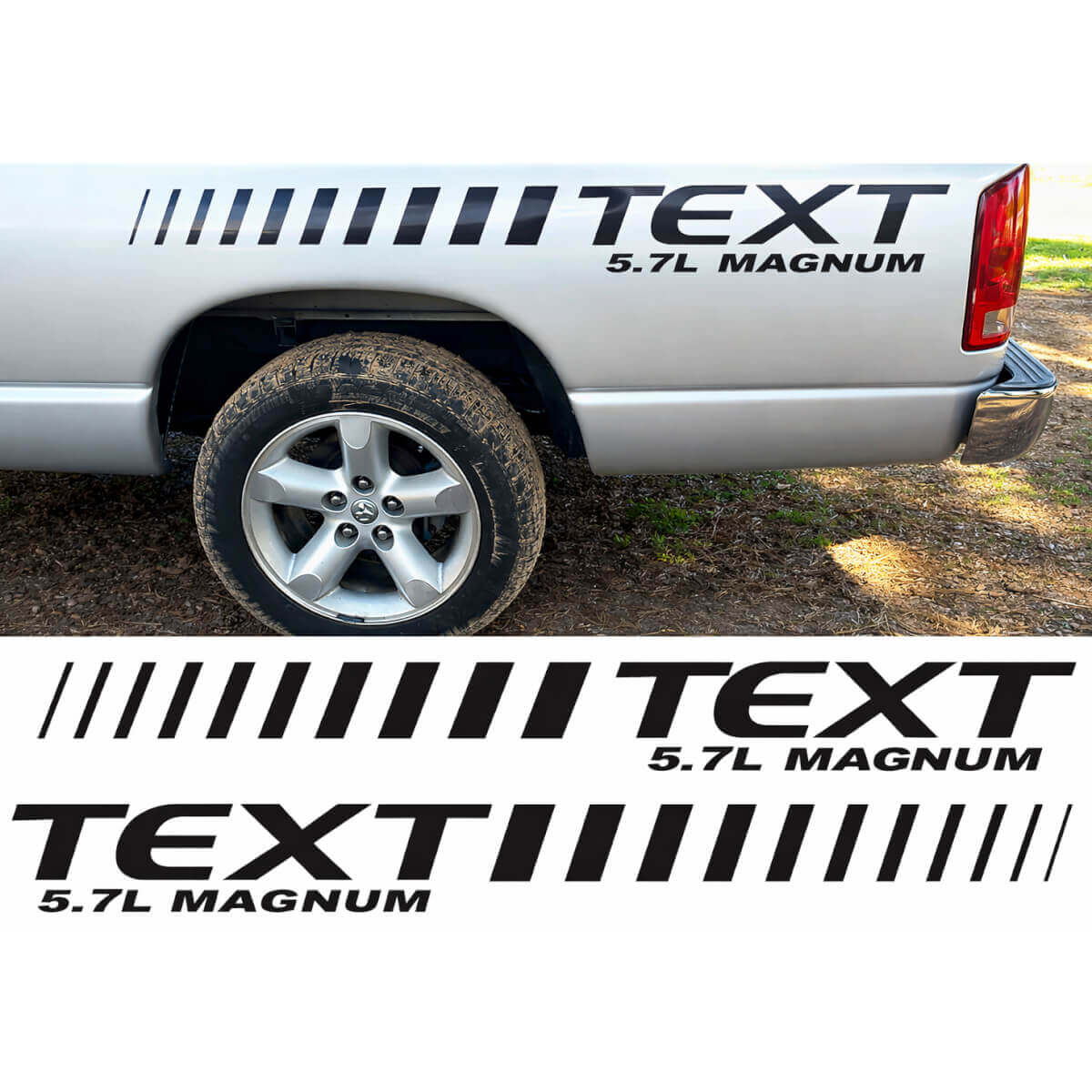 5.7 Magnum Custom Bed Side Stripes Vinyl Decal Kit for Dodge Ram