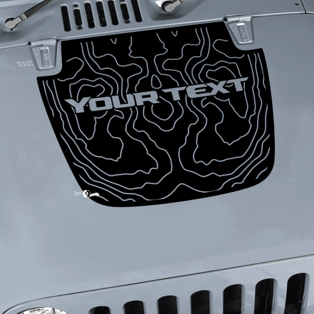 Blackout Contour Map Hood Graphics Vinyl Wrap Sticker Decal for Jeep Wrangler
