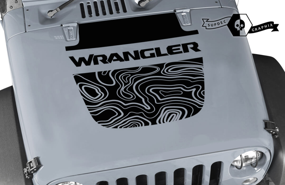 Jeep Wrangler Grafik Kit Vinyl Wrap Decal Blackout Contour Kartenhaube Split Stil Aufkleber