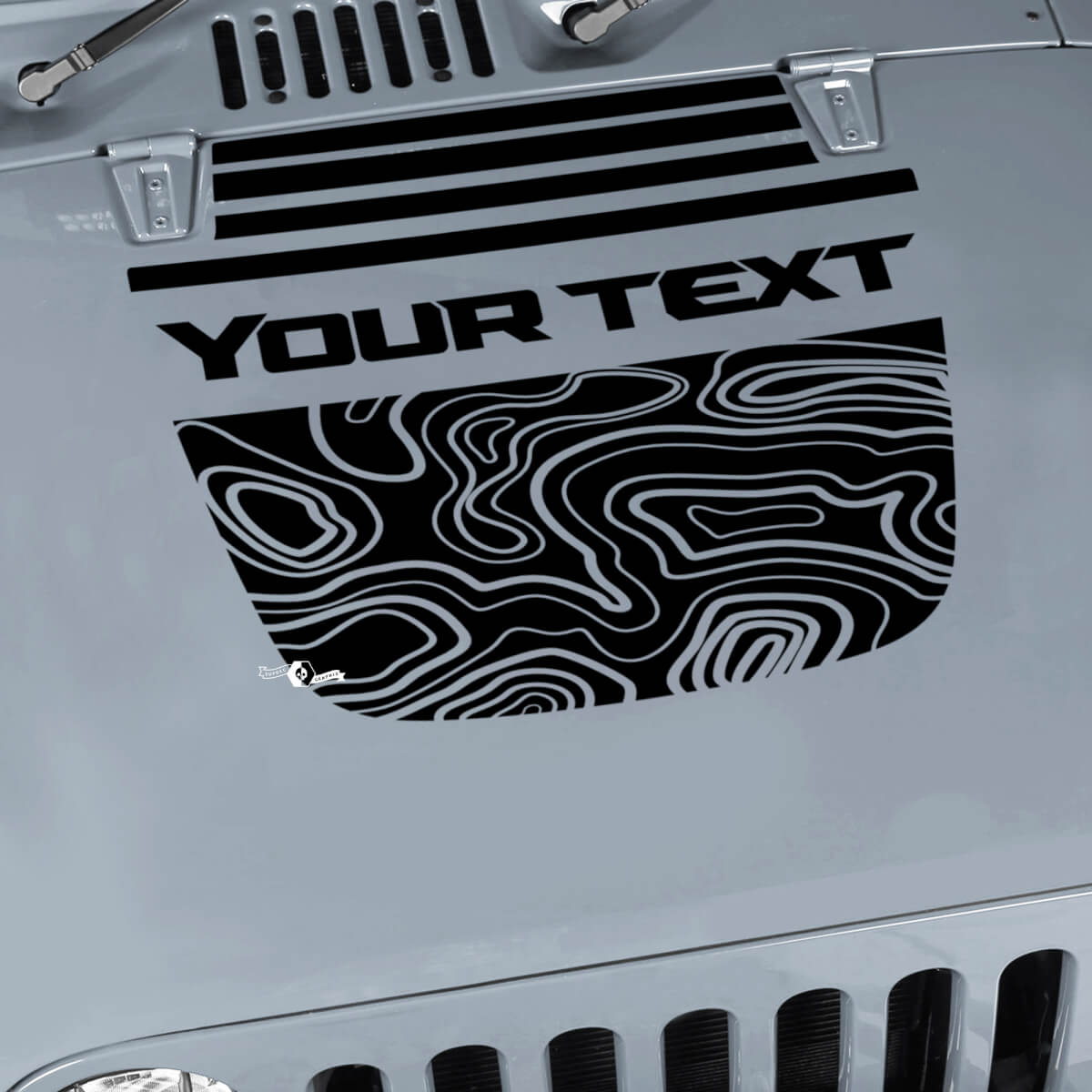 Blackout Contour Map Hood Split Strobe Style Graphics Vinyl Wrap Sticker Decal for Jeep Wrangler