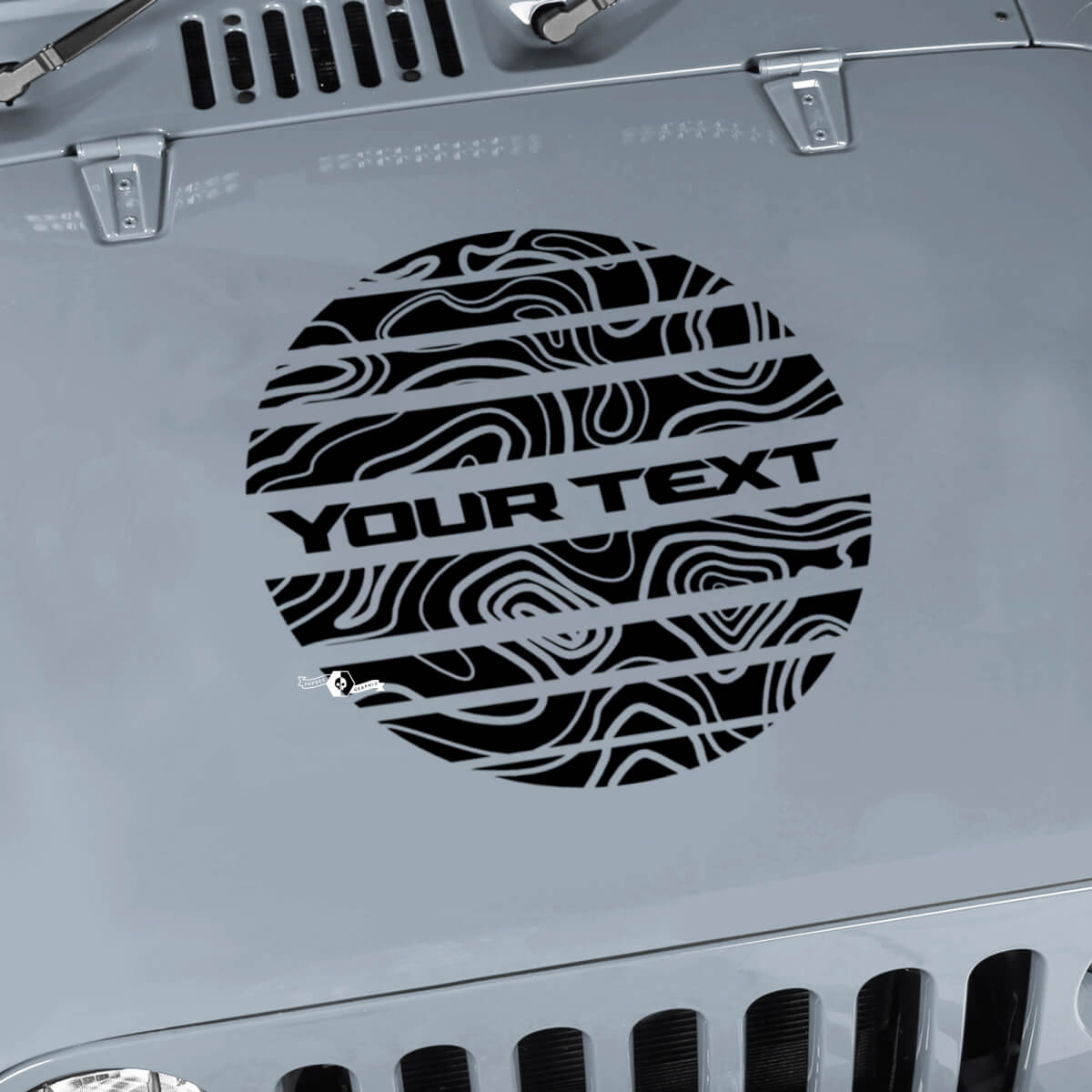 Blackout Contour Map Hood Circle Strobe Style Graphics Vinyl Wrap Sticker Decal for Jeep Wrangler