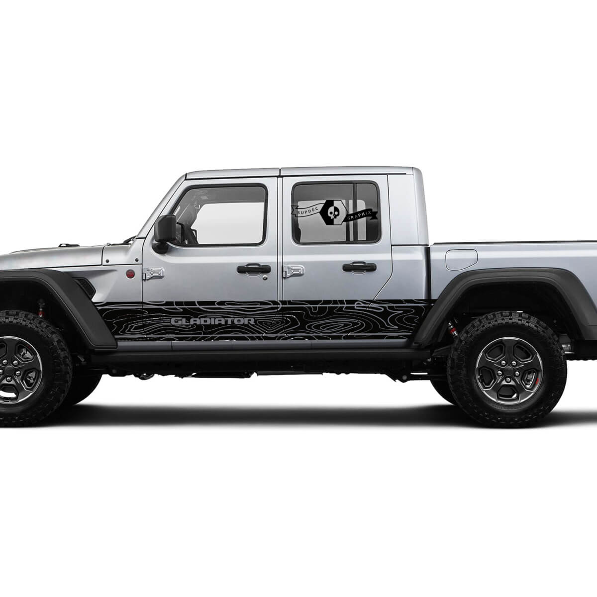 Jeep Gladiator Side Side Door unique Decal Contour Map Vinyl decal sticker Graphics kit for JT 2018-2021 Custom Text