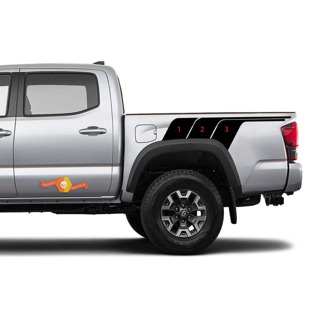 Vintage TRD Style Rear Side Stripes Vinyl Decal Kit for Toyota Tacoma