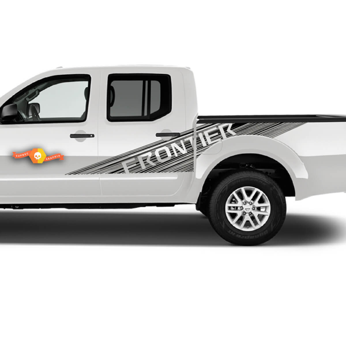 2X Nissan Frontier Doors Bed Grunge Truck Car Vinyl Both Side Stickers Decals Graphics