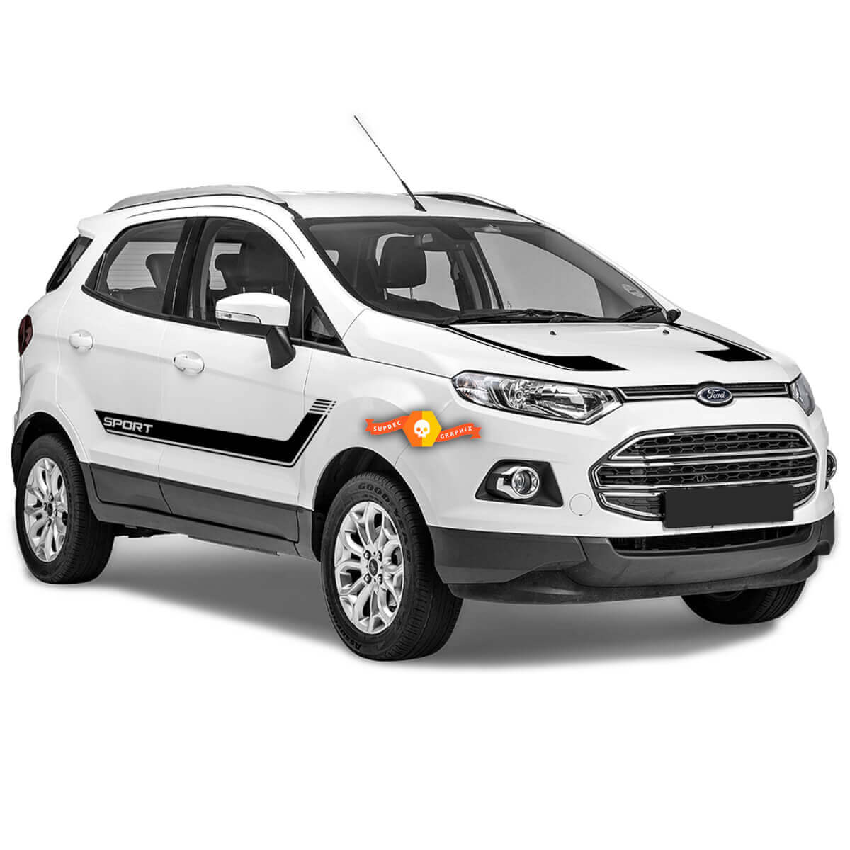 Curved Side and Hood Stripes Vinyl Decal Kit for Musclecar EcoSport 2013-2020