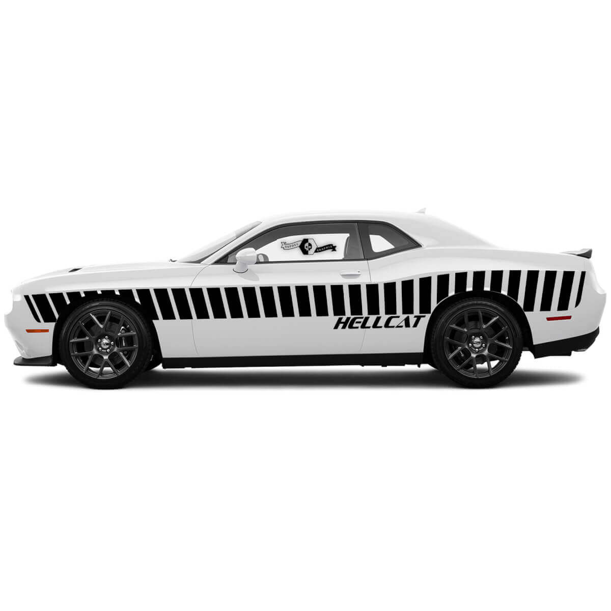 Pair Sloped Side Door Racing Stripes decals for Dodge Challenger
