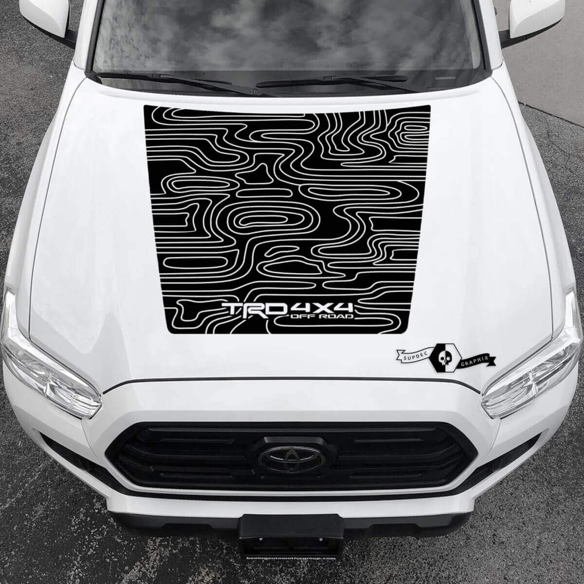 TRD Blackout Topographic Style Hood Vinyl Decal Sticker for Toyota Tacoma 2016-2021