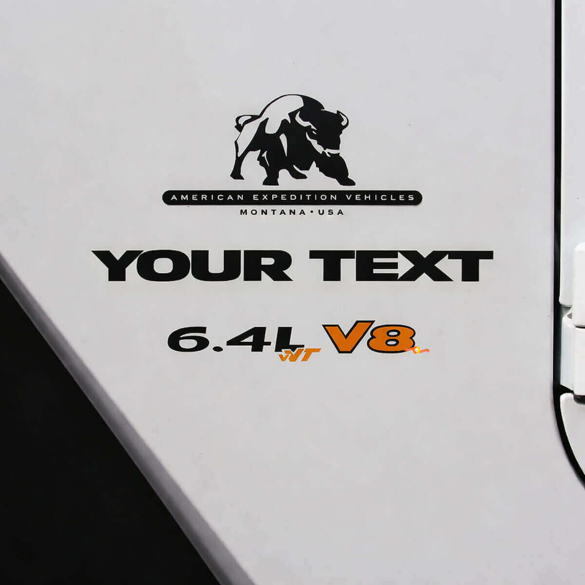 6.4L V8 Custom Text Vinyl Decal Kit for Jeep Wrangler