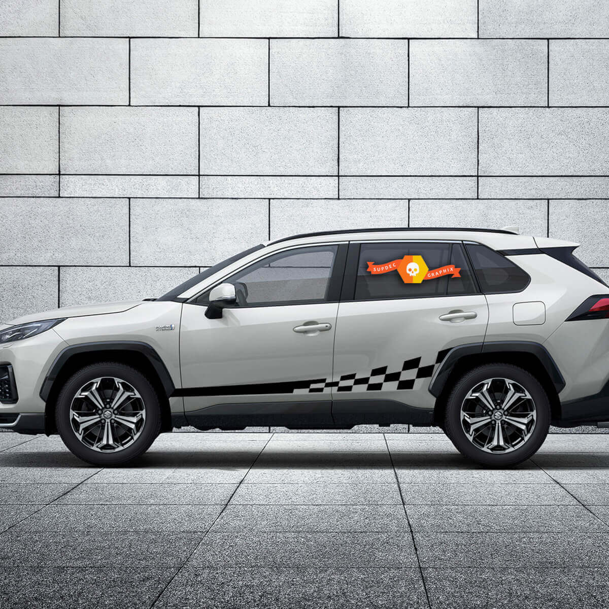 Checkered Flag Style Stripes Side Vinyl Decal Sticker for Toyota RAV4 2019-2025