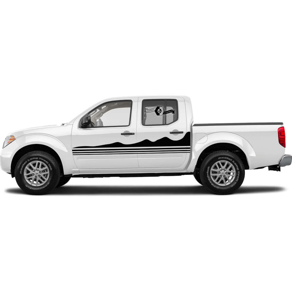 Pair of Mountains Wave Style Side Nissan Decals Stickers for Frontier