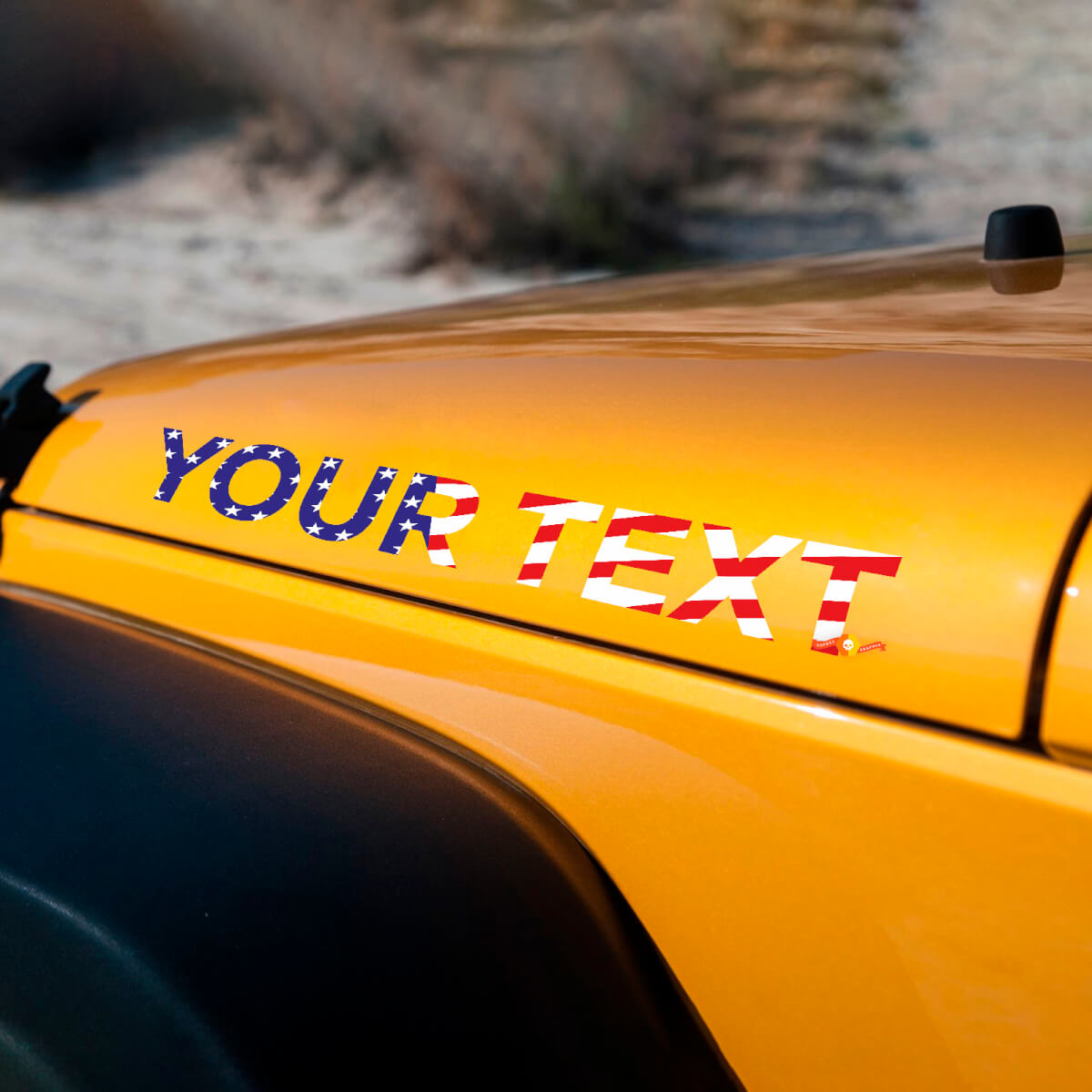American Flag Style Lettering Hood Vinyl Decal Kit for Jeep Rubicon 