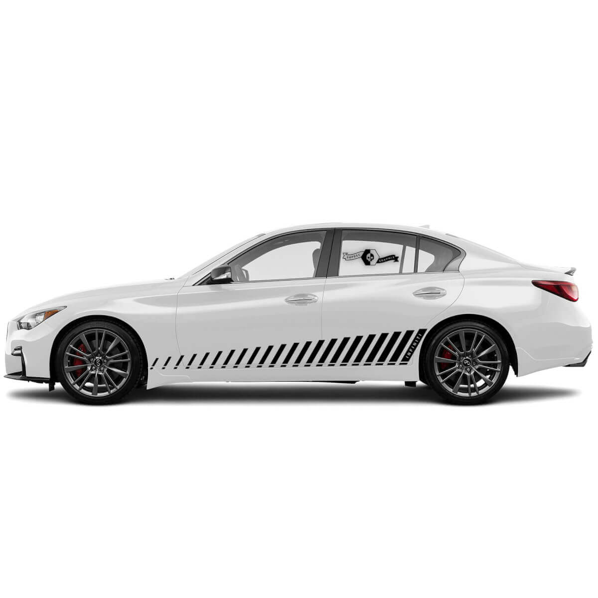 2 New Decal Rocker Panel Sticker vertical strobe Lines Stripe for INFINITI Q50 Q60